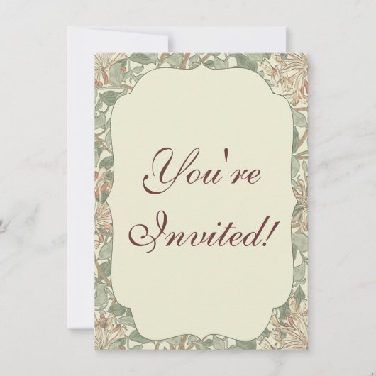 Invitation Vert Doux Vintage William Morris Chèvrefeuille (Devant)
