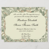 Invitation Vert doux Vintage William Morris Honeysuckie (Devant / Derrière)