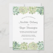 Invitation Vert du désert Aquarelle Succulents Mariage (Devant)