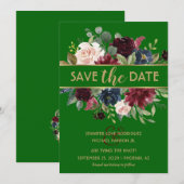 Invitation Vert Éclatant Or Merlot Marine Bohème Enregistrez  (Devant / Derrière)