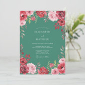Invitation Vert écume de mer Exubérante Fleur de mariage (Debout devant)