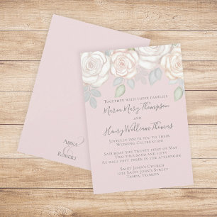 Invitation Vert Elégant Aquarelle Rustique Floral Blush