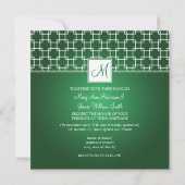 Invitation Vert élégant de motif de treillis de monogramme de (Dos)