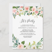 Invitation Vert Elégant Floral Faisons la fête (Devant)