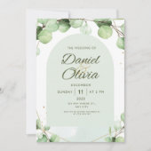 Invitation Vert élégant rustique mariage moderne (Devant)