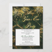 Invitation Vert élégant| Soirée du Nouvel An de Marbre d'or (Devant)
