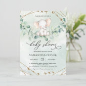 Invitation Vert éléphant Eucalyptus Or Géométrique Baby (Debout devant)