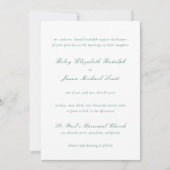 Invitation Vert émeraude élégant mariage propre (Devant)