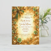 Invitation Vert émeraude et or Mariage de luxe (Debout devant)