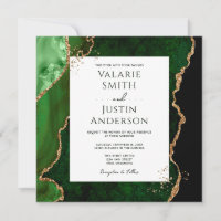 Vert émeraude foncé et Mariage en pierre d'âge or