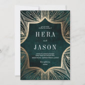 Invitation Vert émeraude foncé et or Faux Art Nouveau (Devant)