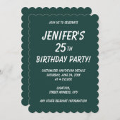 Invitation Vert émeraude foncé uni (Devant / Derrière)