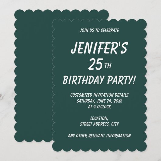 Invitation Vert émeraude foncé uni uni (Devant / Derrière)