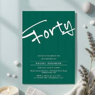 Invitation Vert émeraude minimaliste Adulte 40e anniversaire