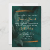 Invitation vert émeraude moderne et feuille (Devant)