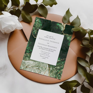 Invitation Vert émeraude olive foncé Mariage
