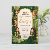 Invitation Vert émeraude Or Princesse 20e Anniversaire (Debout devant)