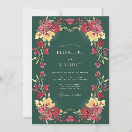 Invitation Vert émeraude riche mariage formel (Devant)