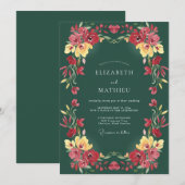 Invitation Vert émeraude riche mariage formel (Devant / Derrière)