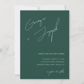 Invitation Vert émeraude | Script Photo QR Code Mariage (Devant)
