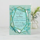 Invitation Vert émeraude sur support de texture sculptée (Debout devant)