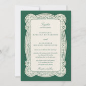 Invitation Vert émeraude vintage mariage à l'ancienne (Devant)