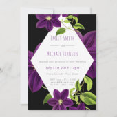 Invitation Vert Emeraude violet foncé Mariage Floral moderne (Devant)