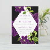 Invitation Vert Emeraude violet foncé Mariage Floral moderne (Debout devant)