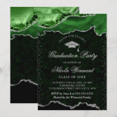 Invitation Vert et argent élégant Marbre Agate Remise des dip (Devant / Derrière)