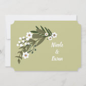 Invitation Vert et blanc floral rustique campagne ou Boho (Dos)