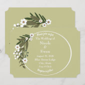 Invitation Vert et blanc floral rustique campagne ou Boho (Devant / Derrière)