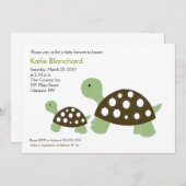 Invitation Vert et Brown Turtle Moderne 5x7 Baby shower (Devant / Derrière)