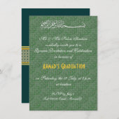 Invitation Vert et célébration de musulmans d'Allah d'or (Devant / Derrière)