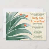 Invitation Vert et corail Rustique moderne Mariage succulent (Devant)