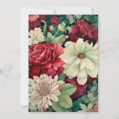 Invitation Vert et Crimson avec Crème Floral Printemps Mariag (Dos)