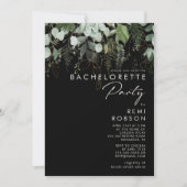Invitation Vert et feuille d'or noir | Bachelorette (Devant)