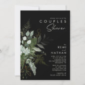 Invitation Vert et feuille d'or noir | Douche Couples (Devant)