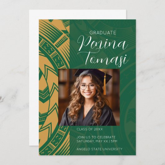 Invitation Vert et Or (Devant / Derrière)