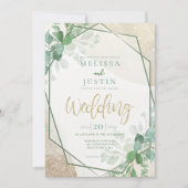 Invitation Vert et or Aquarelle Mariage (Devant)