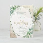 Invitation Vert et or Aquarelle Mariage (Debout devant)