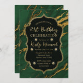 Invitation Vert et or Automne Marbre d'automne 21e anniversai (Devant / Derrière)