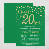 Invitation Vert et Or Diamant 20e Anniversaire (Devant / Derrière)