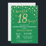 Invitation Vert et or Surprise 18e Anniversaire Diamant<br><div class="desc">Invitation surprise 18e anniversaire avec Arrière - plan diamant Parties scintillant verte et or. Confetti d'or. Anniversaire adulte. Hommes ou Femmes Anniversaire. Pour plus de personnalisation,  cliquez sur le bouton "Customiser" et utilisez notre outil de conception pour modifier ce modèle.</div>