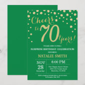 Invitation Vert et or Surprise 70e Anniversaire Diamant (Devant / Derrière)