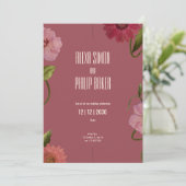 Invitation Vert et rose, Mariage d'aquarelle rouge (Debout devant)