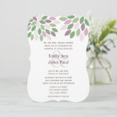 Invitation Vert et violet Moderne Chyrsanthemum Mariage (Debout devant)