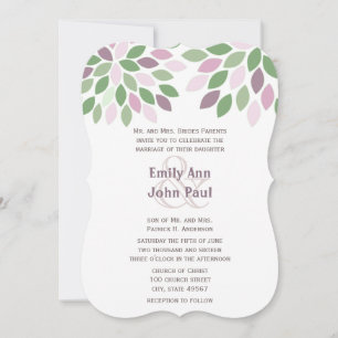 Invitation Vert et violet Moderne Chyrsanthemum Mariage