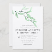 Invitation Vert éthérée | mariage Feuille chic (Devant)