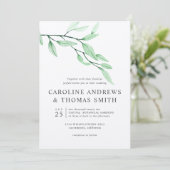 Invitation Vert éthérée | mariage Feuille chic (Debout devant)