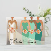 Invitation Vert ETHNIQUE de la Fête de la mariée | de JEUNE (Debout devant)